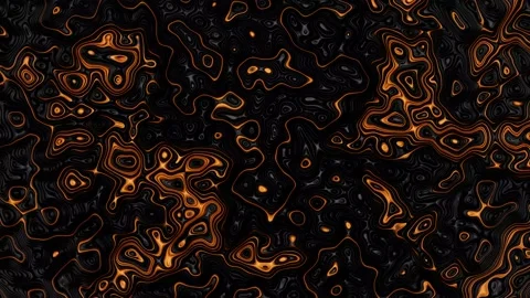Abstract animation of moving, lava like surface with orange lines. Stock Footage 151437149