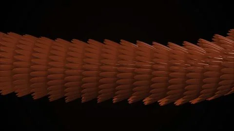 Abstract animation of multicolored 3d glossy snake or dragon scales moving Stockillustratie