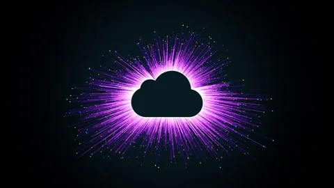 Abstract animation of neon cloud shape with waving neon beams Stock Footage 245298159