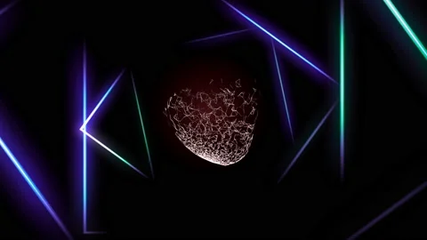 Abstract animation of neon, glowing light lasers and waves bouncing around in Stock Footage 132858957