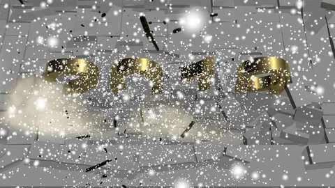 Abstract Animation of New Year 2019 Breaking Through from Floor Stock Footage 91887519