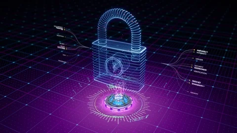 Abstract animation of padlock model formed by particles Stock Footage 82902977