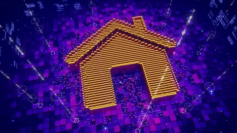 Abstract animation of pixels forming an icon of house Stock Footage 75824649