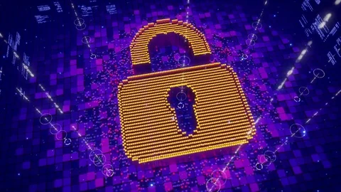 Abstract animation of pixels forming an icon of padlock Stock Footage 75825028
