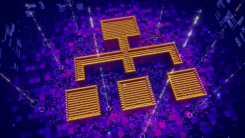 Abstract animation of pixels forming an icon of flowchart diagram Stock Footage 75825442