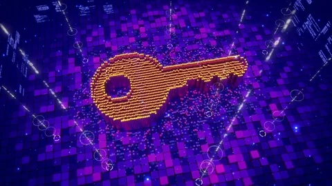 Abstract animation of pixels forming an icon of key Stock Footage 75853059
