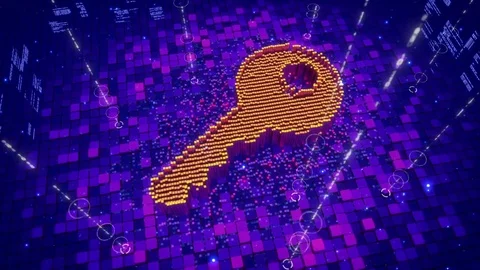 Abstract animation of pixels forming an icon of key Stock Footage 75860440