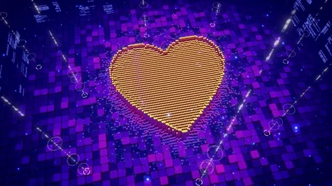 Abstract animation of pixels forming an icon of heart Stock Footage 75900860