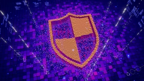 Abstract animation of pixels forming an icon of shield Stock Footage 75935797