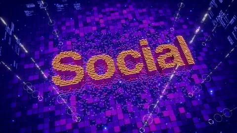 Abstract animation of pixels forming an icon of Social text Stock Footage 75951971