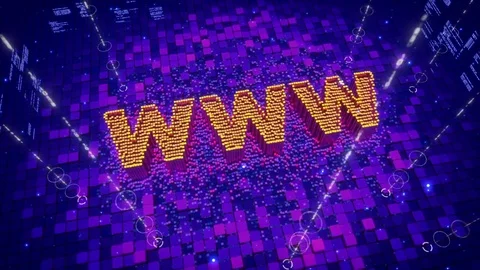 Abstract animation of pixels forming an icon of Www text Stock Footage 75952659