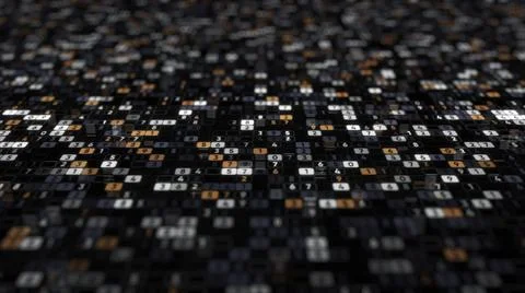 Abstract animation with plenty of digits changing their values on the black Illustrazione stock