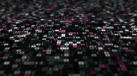 Abstract animation with plenty of digits changing their values on the black Illustrazione stock