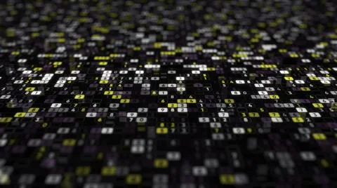 Abstract animation with plenty of digits changing their values on the black Illustrazione stock