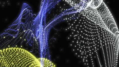 Abstract animation of pop-up grids of white, blue and yellow particles Stock Footage 236904338