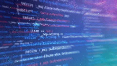 Abstract animation of programming source code. Seamless loop 4K motion graphic. Stock Footage 131536736