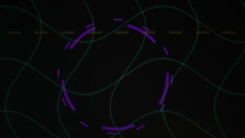 Abstract Animation of Purple Circle with Green Glowing Dot on Dark Tech Bac.. Stock Footage 343684441