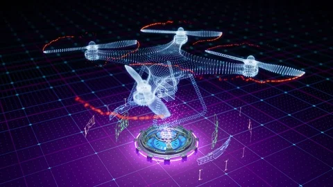 Abstract animation of quad copter drone formed by particles Stock Footage 82618042