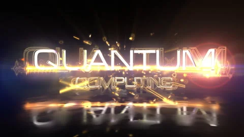 Abstract animation of Quantum Computing glitch text cinematic title Video stock 274139931