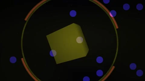 Abstract Animation of Rotating Geometric Shapes on Dark Grid Background Stock Footage 343684500