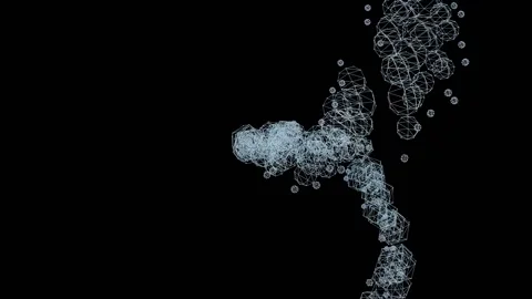 Abstract animation of rotating polygonal elements with white wire frames Видео 141217678