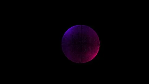 Abstract animation of rotating sphere decaying into multicolored moving Stock Illustration