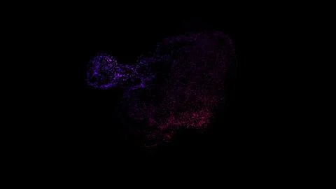 Abstract animation of rotating sphere decaying into multicolored moving Stock Illustration