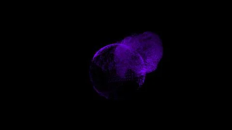 Abstract animation of rotating sphere decaying into multicolored moving Stock Illustration