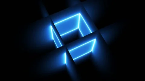 Abstract animation of rotation of glowing cubic design Stock Footage 104572570