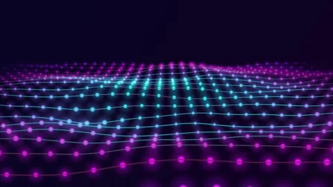 Abstract animation with rows of glowing dots connected by Vídeo Stock 308163412