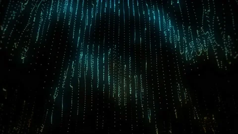 Abstract Animation Shining Blue Particles Falling Down in Lines Stock-Footage 203284042