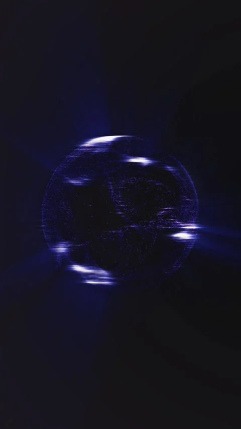 An abstract animation shows a glowing deep blue sphere pulsating Stock Footage 315510047