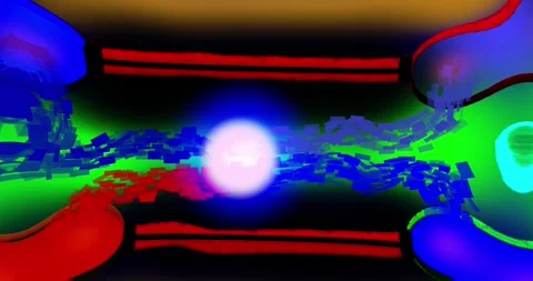 Abstract animation shows a glowing sphere of light traveling 库存影片 348741992