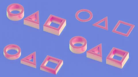 Abstract animation of the SQUID GAME symbol. Isometric 3d illustration on violet Stock Footage 168169434