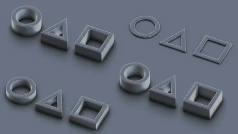 Abstract animation of the SQUID GAME symbol. Isometric 3d illustration on gray Stock Footage 168169555