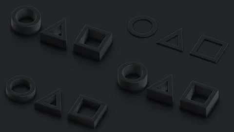 Abstract animation of the SQUID GAME symbol. Isometric 3d illustration on black Stock Footage 168169565