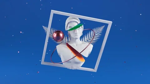 Abstract animation with a statue man or woman and copper details. Sliced art. Stock Footage 202276554