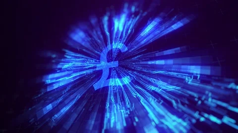 Abstract animation of sterling icon in digital cyberspace. Stock Footage 152252615