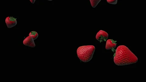 Abstract animation - Strawberry background black. Strawberries rotating. 3d 스톡 동영상 146470139