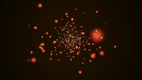 An abstract animation of swirling, glowing orange and gold particles Stock Footage 320242598