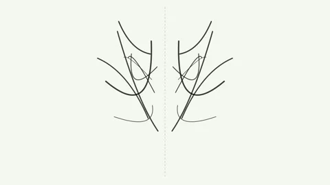 Abstract Animation with Symmetrical Lines Mirroring Minimalist Design Stock Footage 333021341