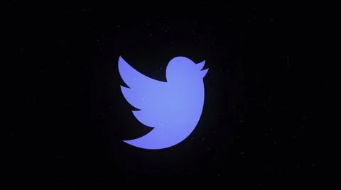 Abstract animation of Twitter app icon decaying into multicolored moving plexus Stock Illustration