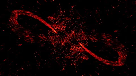 Abstract animation. Two red fast Lights Trail On Black Background. Stock Footage 269101429