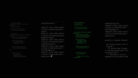 Abstract animation of typing program code on device screen. Hacker theme. Des Stock Footage 128544270