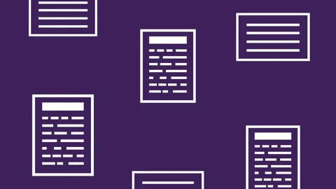 Abstract animation of white document icons falling on purple background in .. Stock-Footage 338991325