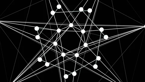 Abstract Animation White Lines And Dots On The Black Background Stock Footage 145212332