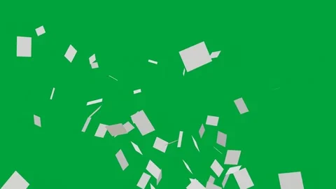 Abstract animation of white papers flying in a tornado on a green screen Stock Footage 317612086