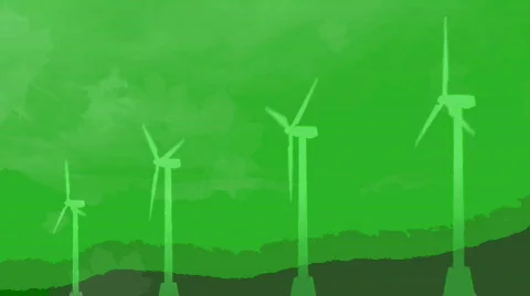 Abstract animation of a wind farm. Stock-Footage 449744