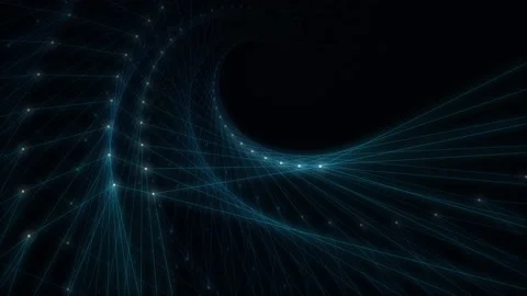 Abstract animation of wireframe shape, connected lines and dots, 4K background Stock Footage 238709927