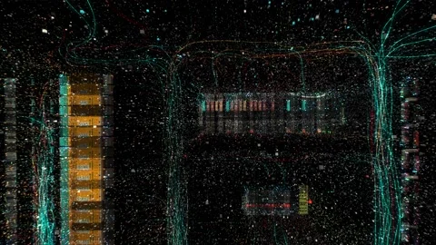 Abstract animation. Work of programmable logic controller box PLC Stock Footage 136189204